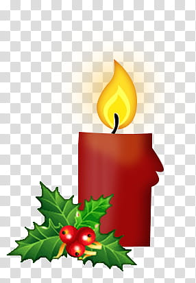 Navidad, red lighted pillar candle artwork transparent background PNG clipart