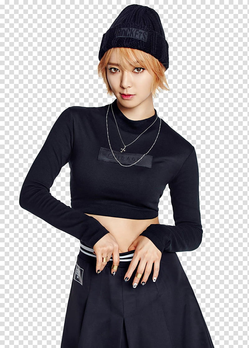 Render ChoA AOA, standing woman holding her skirt transparent background PNG clipart