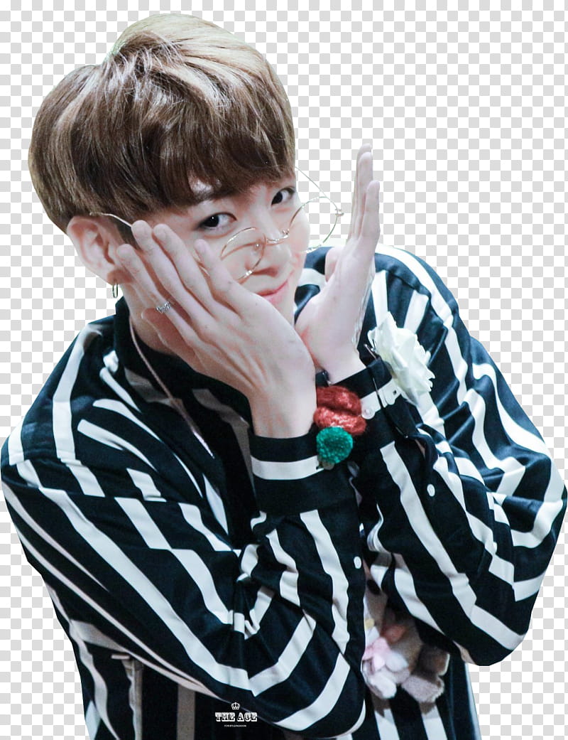 JungKook BTS, cutout of man wearing eyeglasses and white and black pinstriped long-sleeved shirt transparent background PNG clipart