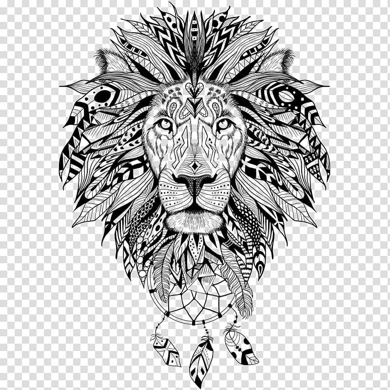Lion Logo, Tattoo, Sleeve Tattoo, Drawing, Aztecs, Head, Blackandwhite, Wildlife transparent background PNG clipart