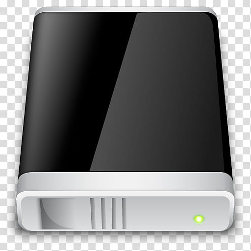 Black Glassy Set, black and grey portable hard disk drive icon transparent background PNG clipart