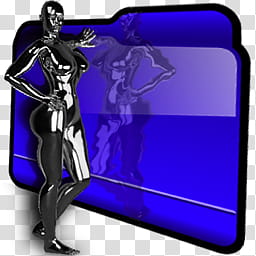 Misc Editing Icons, silverfolder, blue and black woman on wall transparent background PNG clipart