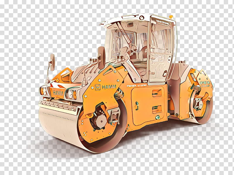 construction equipment vehicle road roller bulldozer compactor, Cartoon, Machine transparent background PNG clipart