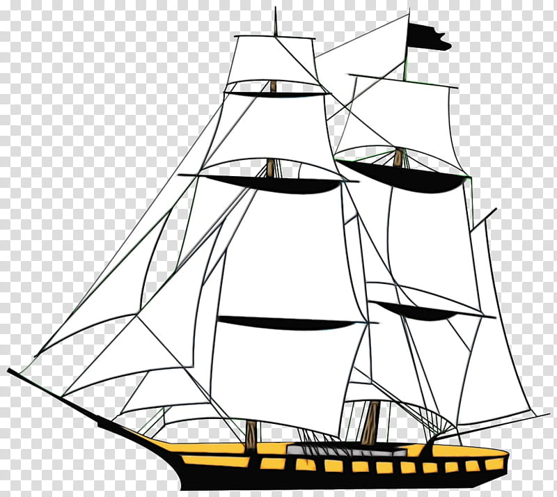 sailing ship tall ship mast vehicle boat, Watercolor, Paint, Wet Ink, Watercraft, Fullrigged Ship, Barque transparent background PNG clipart