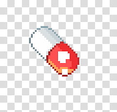 PIXEL KAWAII S, red and white capsule illustration transparent background PNG clipart
