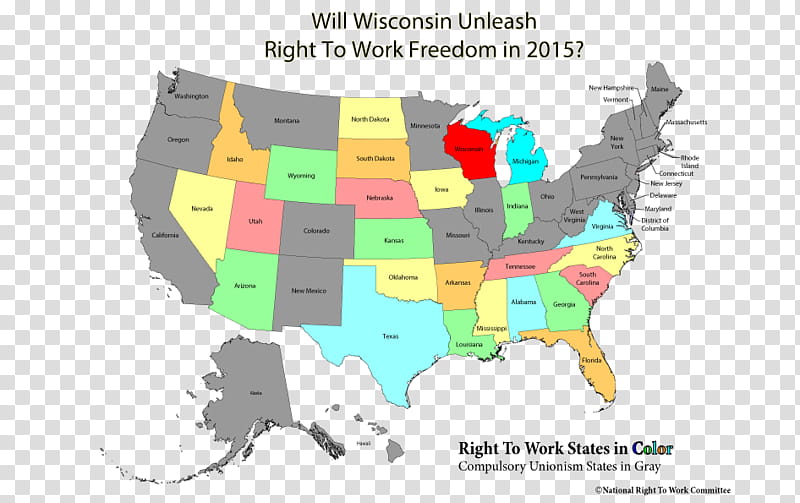 City Righttowork Law Wisconsin Us State Indiana Kentucky Map
