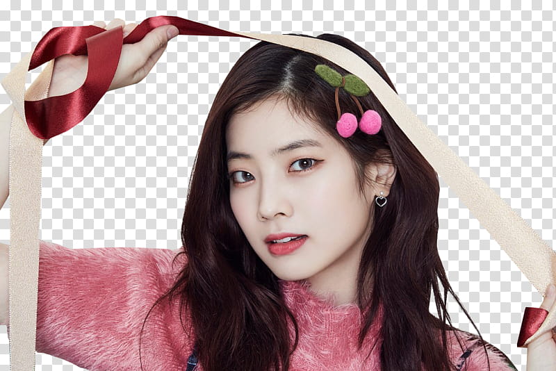 TWICE Heart Shaker , Dahyun holding ribbon transparent background PNG clipart