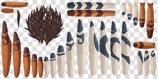 D Model Maui Model From Moana, assorted feathers in brown, white and blue collage transparent background PNG clipart