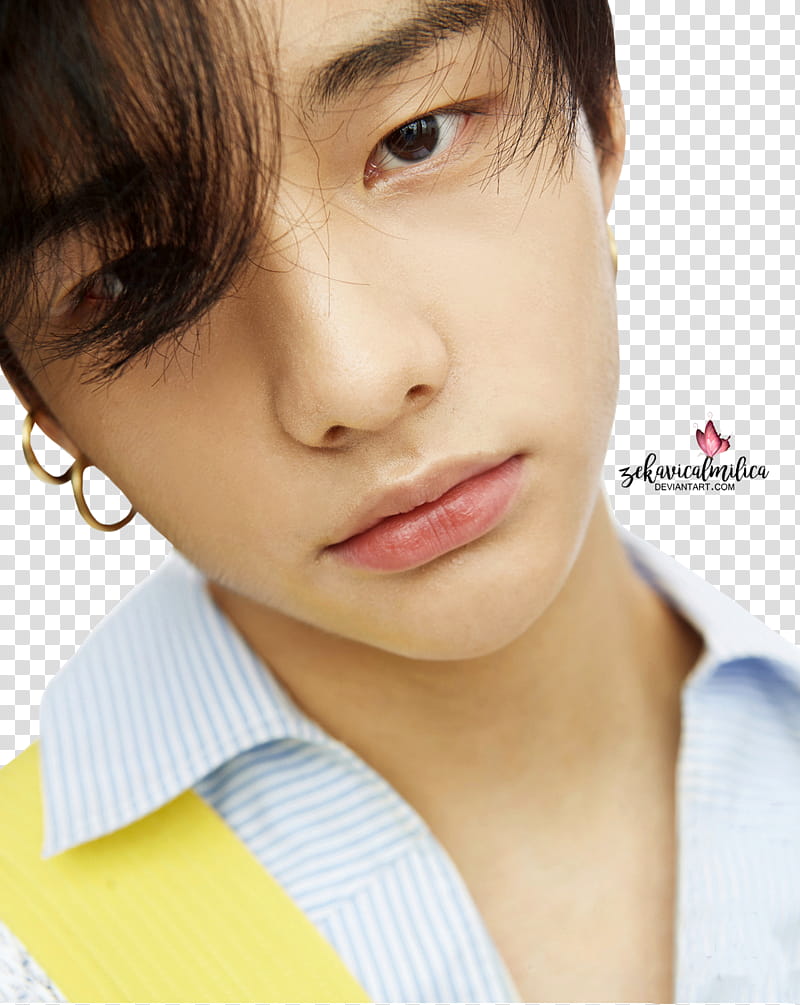 Stray Kids Hyunjin and I N DAZED, men's white and gray polo shirt transparent background PNG clipart