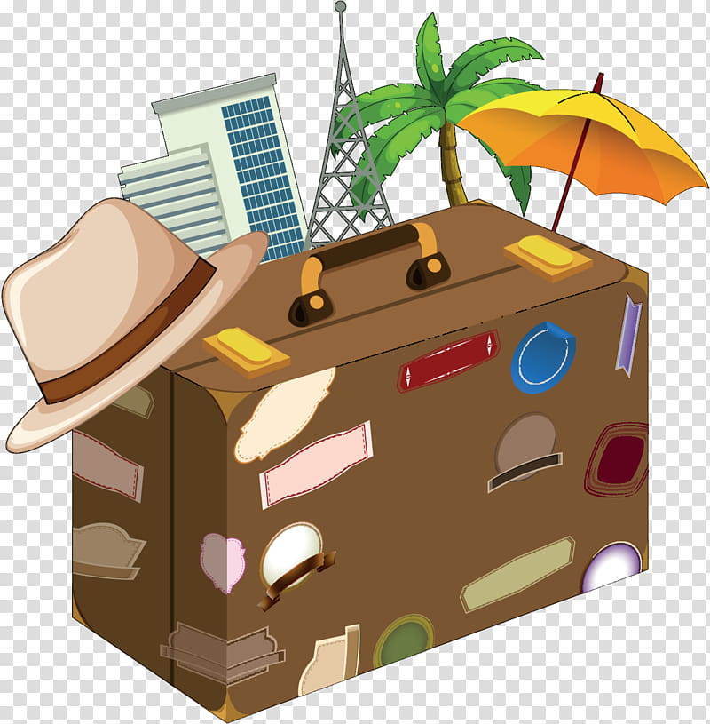 Travel Flat, Baggage, Suitcase, Vacation, Flat Design, Cartoon, Treasure, House transparent background PNG clipart