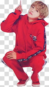 Taehyung , man in blue hoodie pointing on top transparent background PNG clipart