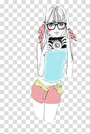 de, woman cartoon character holding camera illustration transparent background PNG clipart