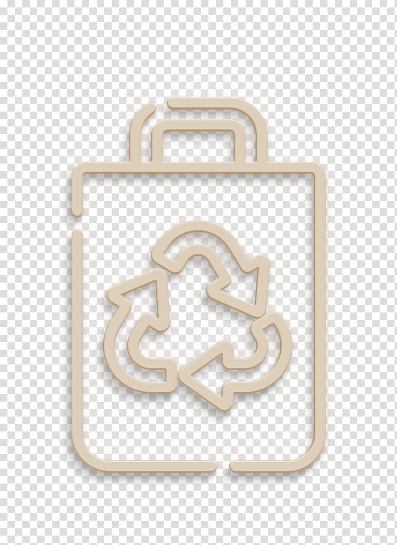 Eco bag icon Recycled bag icon Climate Change icon, Beige, Symbol, Silver, Metal transparent background PNG clipart