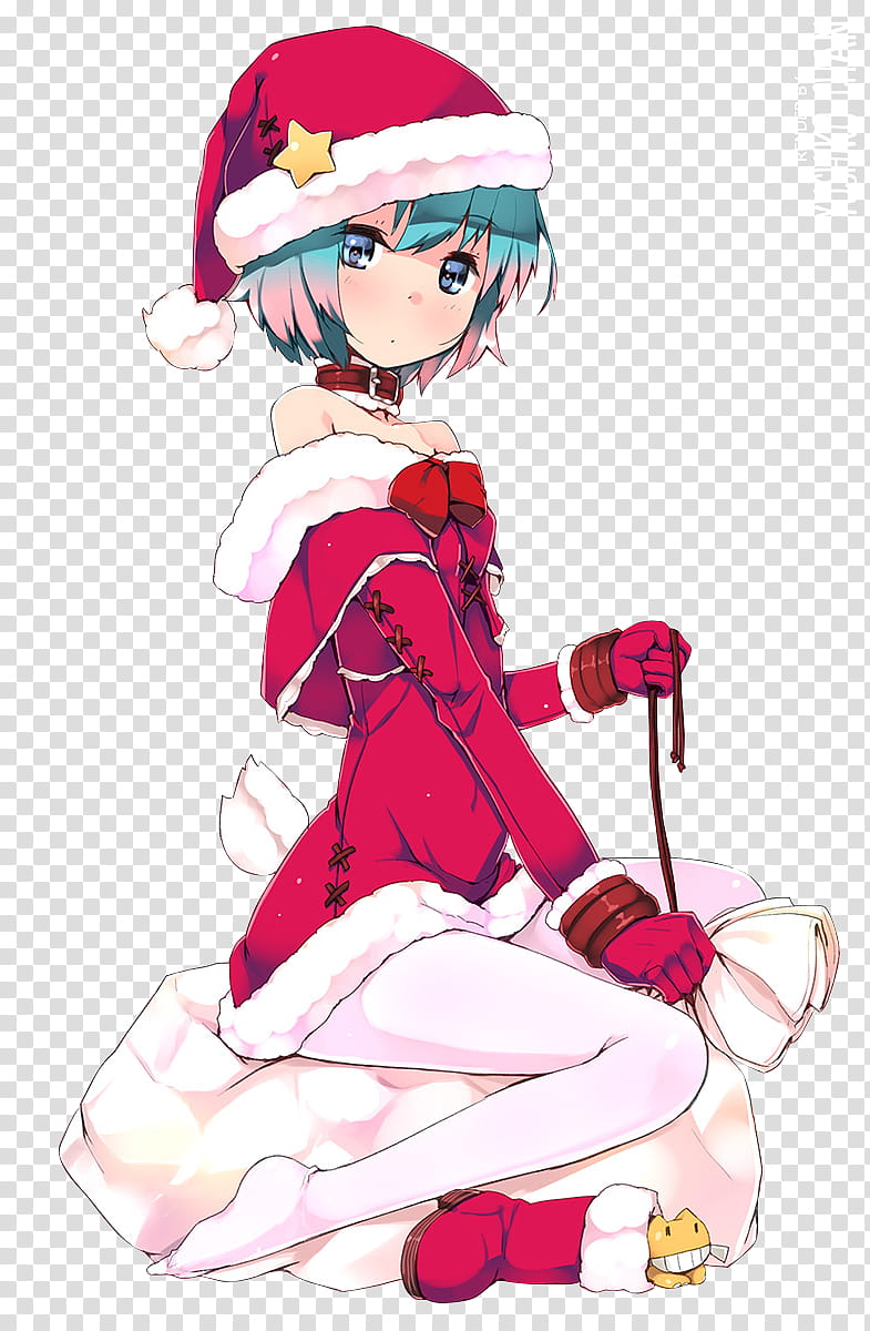 Christmas anime girl render, girl anime character in pink jacket transparent background PNG clipart