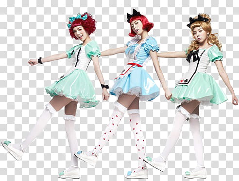 Orange Caramel render, three women wearing dressed dancing transparent background PNG clipart