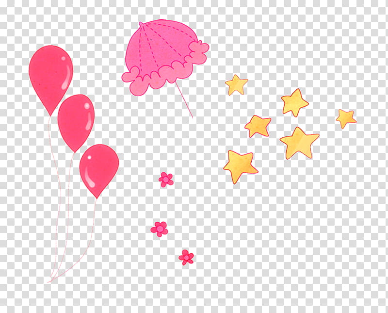 pink umbrella and balloons illustration transparent background PNG clipart