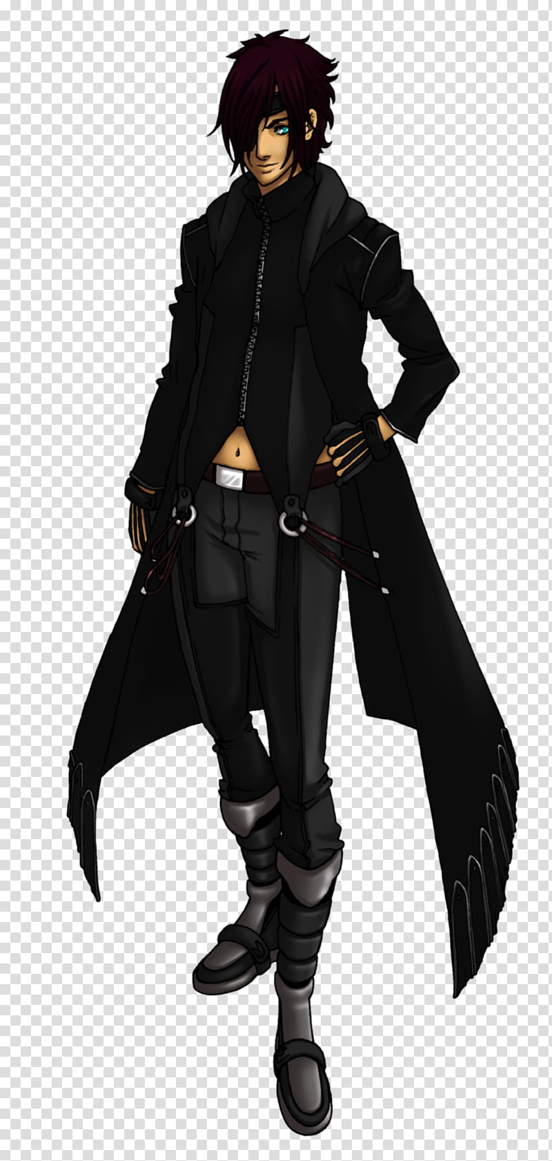 OC Character Demon Mask, boy anime character in black suit illustration transparent background PNG clipart