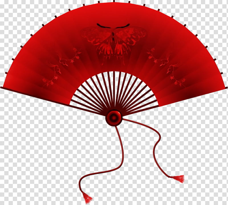 red decorative fan hand fan fashion accessory umbrella, Watercolor, Paint, Wet Ink transparent background PNG clipart