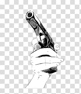 , person hand holding handgun sketch art transparent background PNG clipart