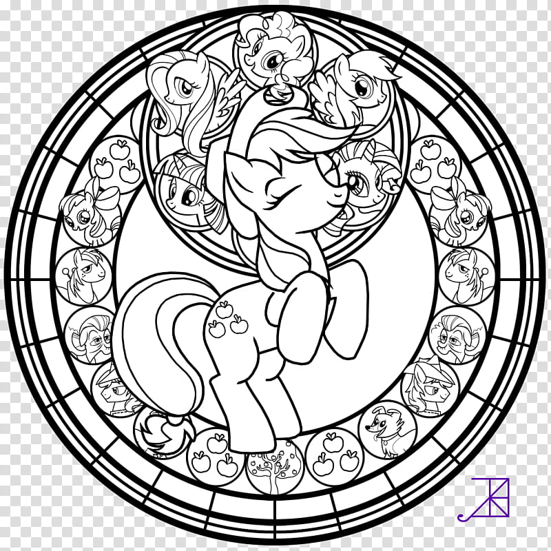 Stained Glass Applejack line art, My Little Pony sketch transparent background PNG clipart