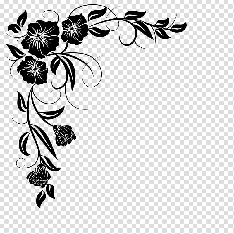 Corners , black flower sketch transparent background PNG clipart