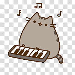 Pusheen cat, Pusheen playing piano transparent background PNG clipart