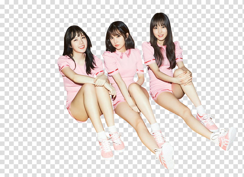 GFRIEND PARALLEL, three women wearing pink tracksuits transparent background PNG clipart