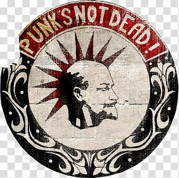 some PUNK thing, red and black Punk's Not Dead logo transparent background PNG clipart