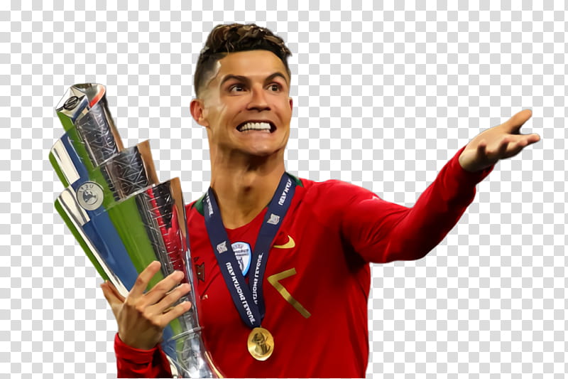 Cartoon Gold Medal, Cristiano Ronaldo, Portuguese Footballer, Fifa, Sport, Gesture transparent background PNG clipart