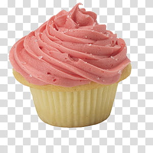 , cupcake with red coated icing transparent background PNG clipart