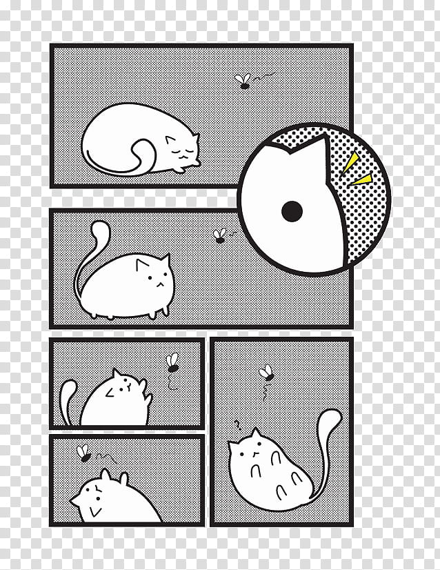 Fat Cat Comic, cat and housefly comic strip transparent background PNG clipart