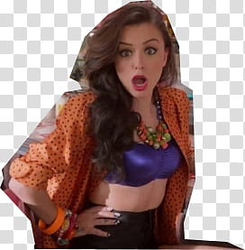 Cher Lloyd, shocked woman in orange top transparent background PNG clipart