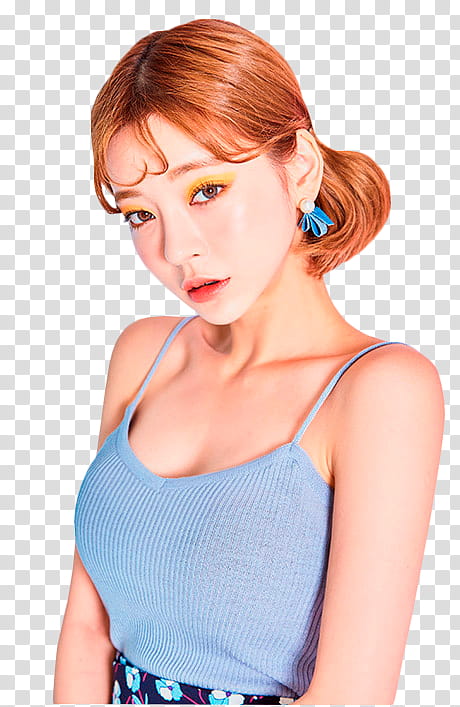 TAE RI, woman wearing blue camisole transparent background PNG clipart