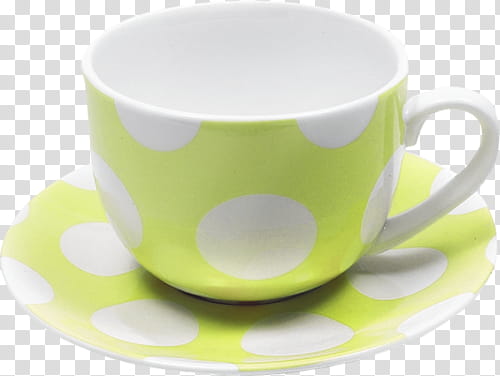 , green-and-white ceramic mug with saucer transparent background PNG clipart