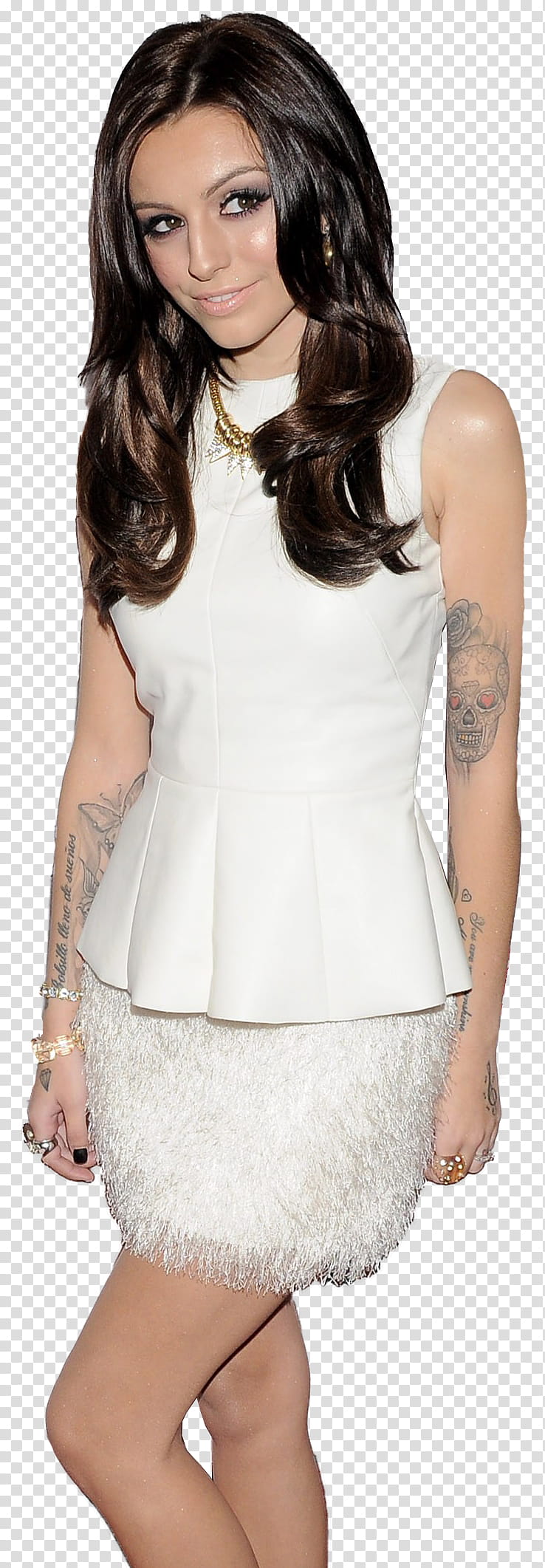 Cher Lloyd HD, woman wearing white peplum dress transparent background PNG clipart