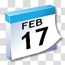 WinXP ICal, white and blue Feb  calendar transparent background PNG clipart