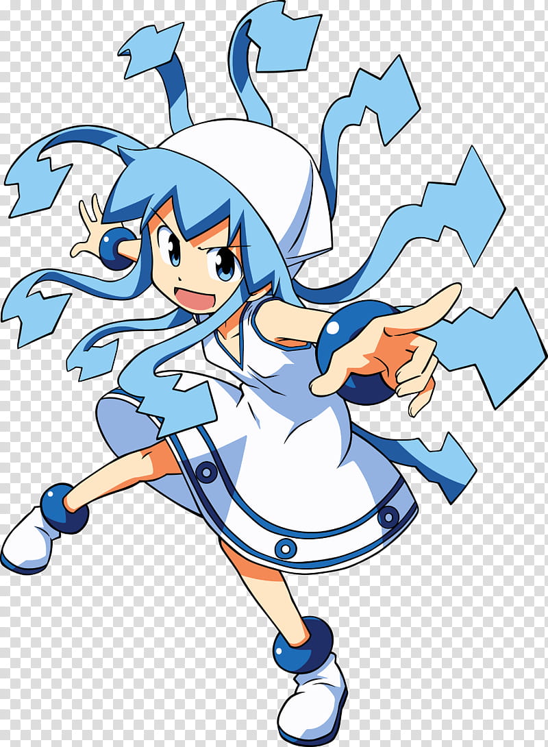 Ika musume, blue-haired girl anime transparent background PNG clipart