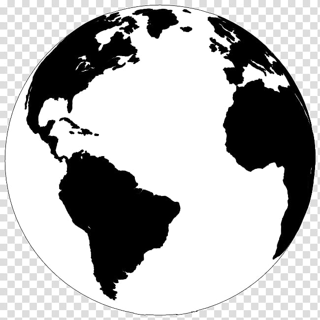 Earth Cartoon Drawing, Globe, Silhouette, World, Blackandwhite, Planet transparent background PNG clipart