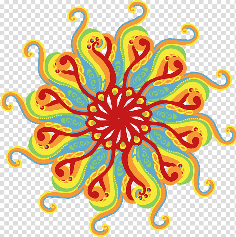 Rainbow Forms, red, yellow, and green flower transparent background PNG clipart
