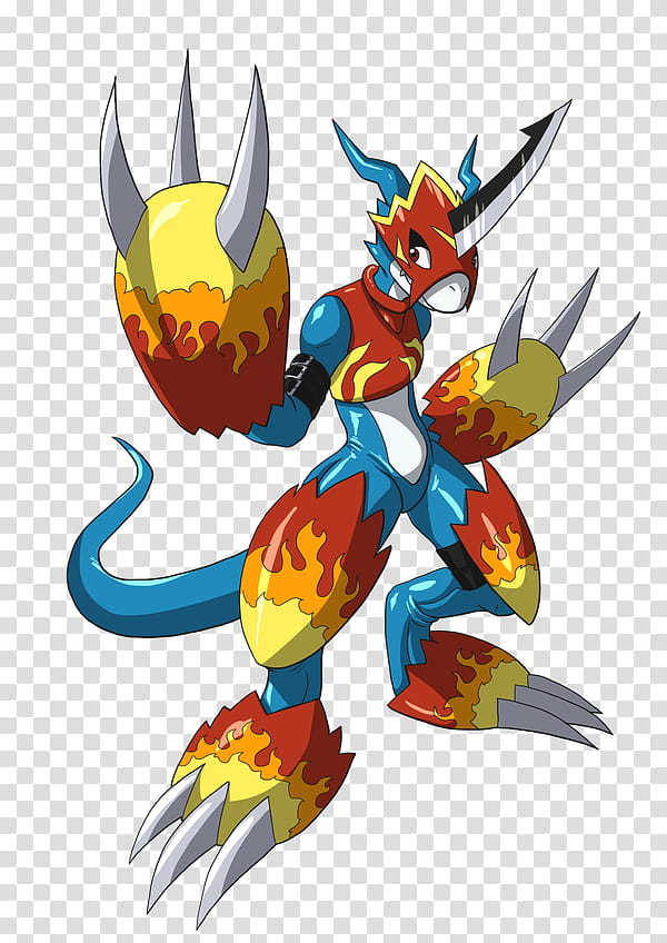 Flamedramon TF , orange and blue anime character transparent background PNG clipart