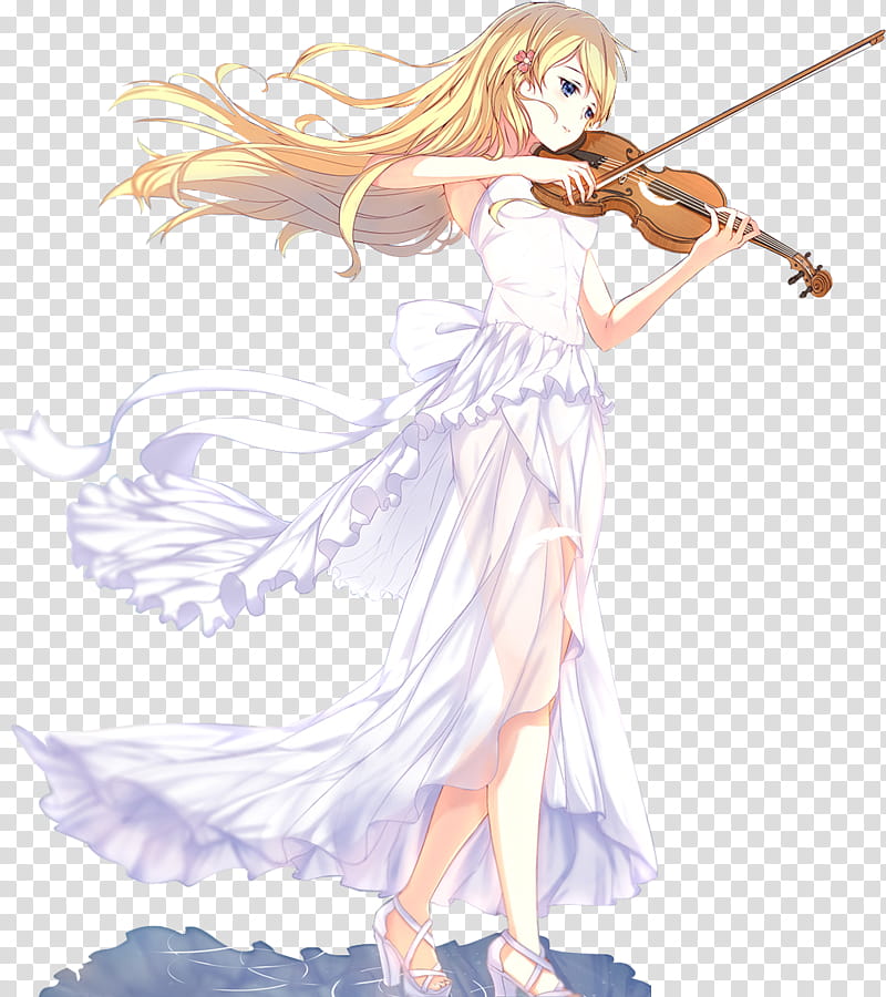 Miyazono Kaori, girl playing violin anime character transparent background PNG clipart