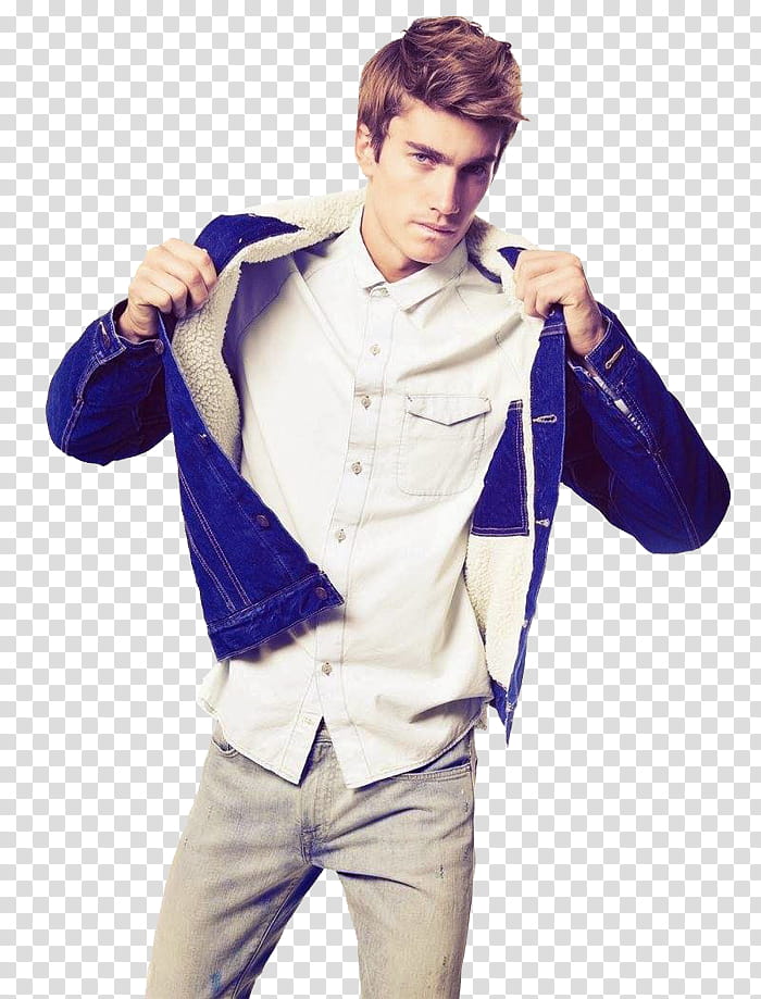 Male Model , men's blue denim jacket transparent background PNG clipart