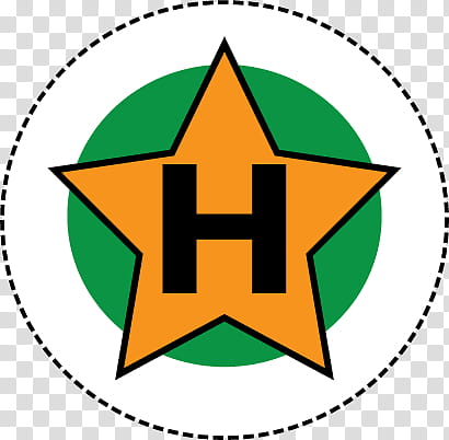 Star High school badge, yellow, black, and green Star with H logo transparent background PNG clipart
