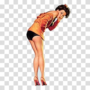  pin up girls , woman in brown long-sleeved shirt transparent background PNG clipart