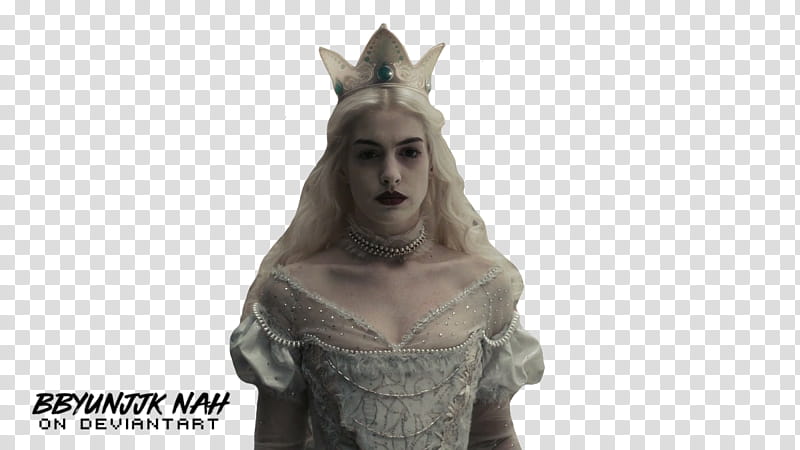 Anne Hathaway wearing White Queen dress transparent background PNG clipart