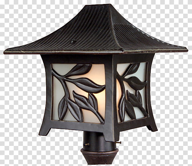 lantern, black metal framed lamp turned on transparent background PNG clipart