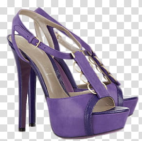 Shoes set, pair of purple T-strap heeled sandals transparent background PNG clipart