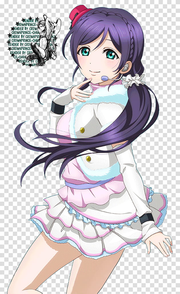 RENDER Toujou Nozomi Love Live, purple haired female character illustration transparent background PNG clipart