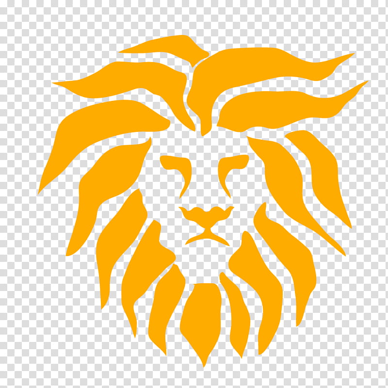 Lion Logo, Yellow, Leaf, Orange, Stencil, Symmetry, Plant transparent background PNG clipart