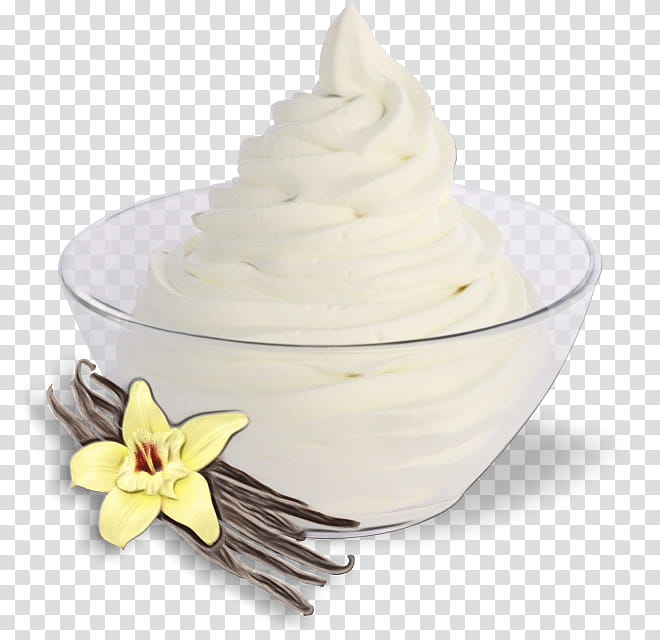 food frozen yogurt cream whipped cream soft serve ice creams, Watercolor, Paint, Wet Ink, Vanilla Ice Cream, Sour Cream, Dessert transparent background PNG clipart